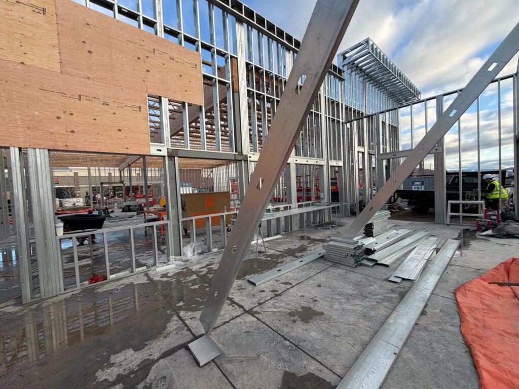 Yard House metal stud framing and structural shear walls